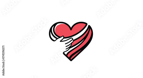 A compassionate hand tenderly cradles a vibrant red heart in a gesture of care and love.