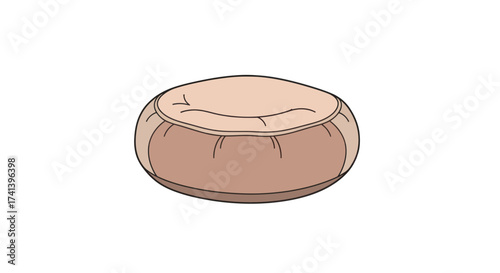 A round light brown beanbag chair with a textured surface.