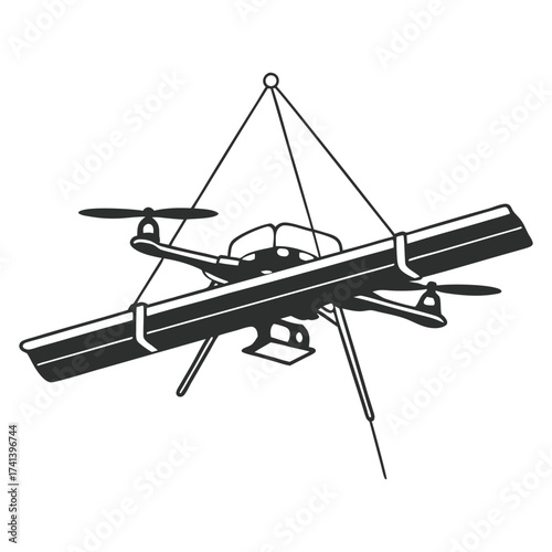 Drone Technology Illustration: A detailed illustration showcases a modern drone, its design emphasizing functionality and efficiency in aerial capabilities.