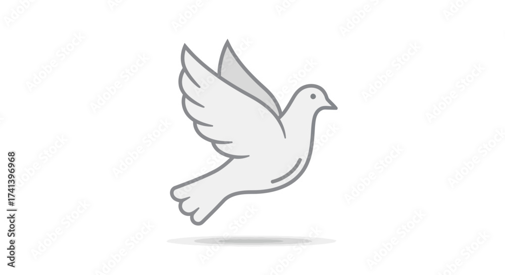 Obraz premium Stylized Dove Illustration with Outlined Wings and Body.