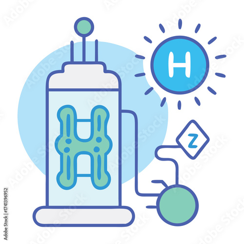 Hydrogen Energy Icon: An abstract illustration showcases a hydrogen energy concept, featuring a stylized representation of a hydrogen energy system.
