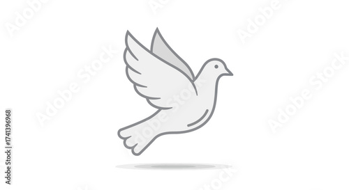 Stylized Dove Illustration with Outlined Wings and Body.