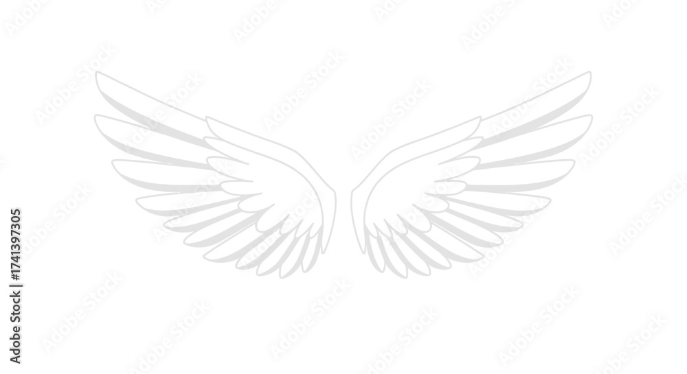 Obraz premium Pair of White Angel Wings Feathered and Symmetrical.