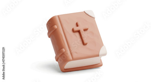 A Miniature Stylized Book with a Cross Emblem.