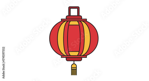 Photos Traditional Red and Yellow Chinese Lantern with Tassel.