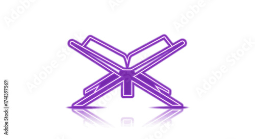Purple Quran stand illustration open book rest design.