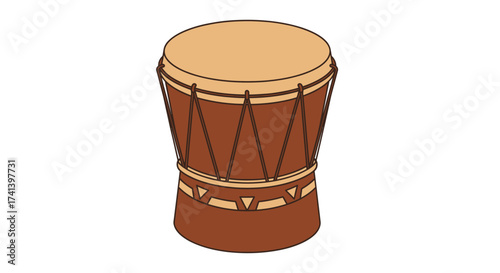 Brown Djembe Drum with Rope Tuning System Traditional Percussion Instrument.