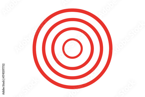 Pain circle vector symbol. Red rings indicating throbbing pain, headache, or body ache. Target icon for injury spot, disease focus, or epicenter of pain. Medical health concept.