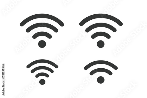 Wi-fi icon set. Wireless signal symbol collection. Internet connection sign for web and mobile app. Network access point hotspot logo. Flat vector graphic illustration design.