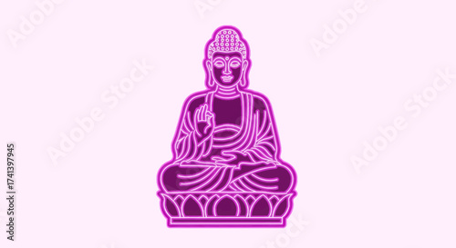 Stylized Pink Buddha Statue in Meditation Pose.