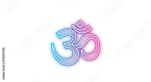 Glowing Neon Om Symbol with Gradient Aura.