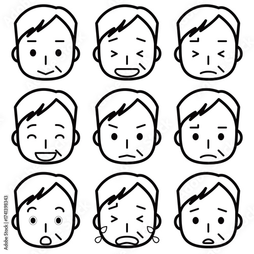 いろんな表情の男性