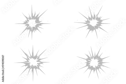 Bright star burst glow, transparent light effect with sparkling rays and shine particles, radiant luminous flare vector illustration on clear background