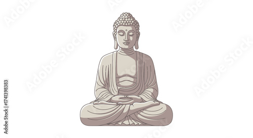 Serene Stone Buddha Statue in Meditative Lotus Position.