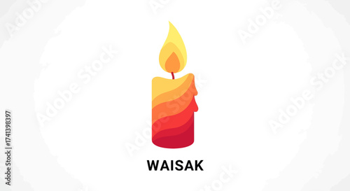 Burning Candle with Dripping Wax Red and Yellow Gradient.