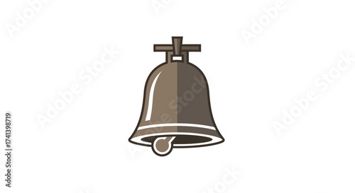Classic Bronze Bell with Clapper Illustration.