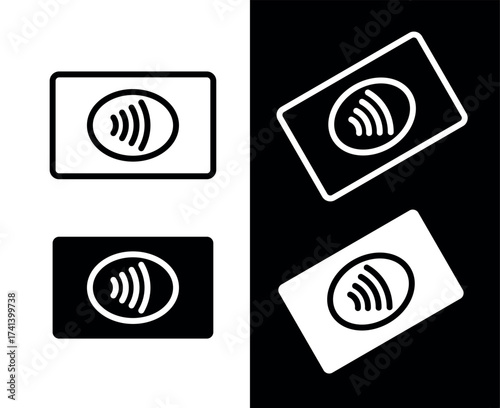 Contactless payment icon (NFC). Symbol of purchase or store, cash register or bank card. Cashless payment.
