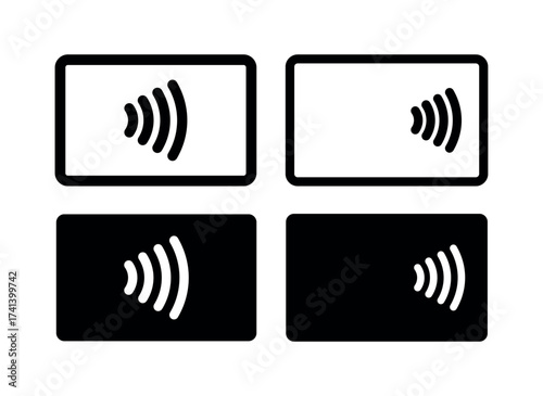 Contactless payment icon (NFC). Symbol of purchase or store, cash register or bank card. Cashless payment.