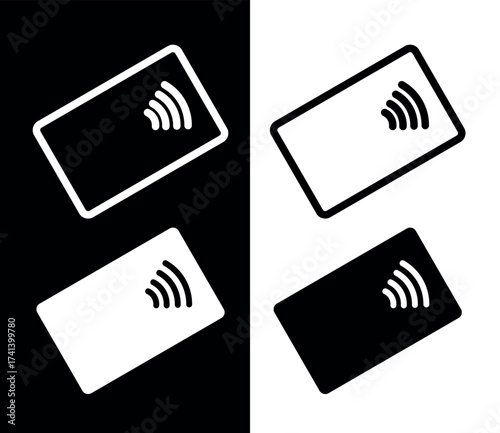 Contactless payment icon (NFC). Symbol of purchase or store, cash register or bank card. Cashless payment.