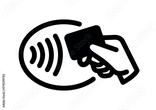 Contactless payment icon (NFC). Symbol of purchase or store, cash register or bank card. Cashless payment.