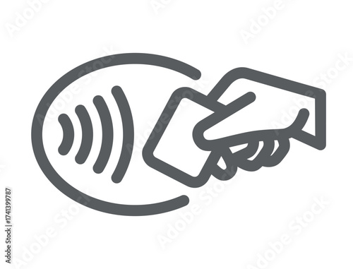 Contactless payment icon (NFC). Symbol of purchase or store, cash register or bank card. Cashless payment.