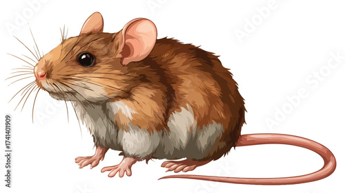 Charming Brown Mouse with Pink Tail - Professional Wildlife Stock Photo