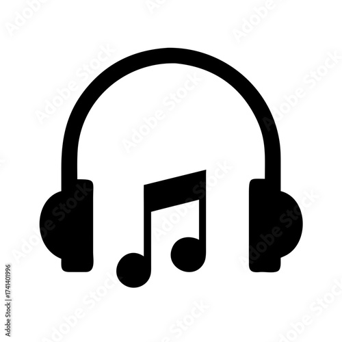 Vector art of headphones with music note