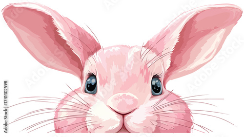 Enchanting Pink Bunny Illustration: Whimsical and Charming Bunny Artwork