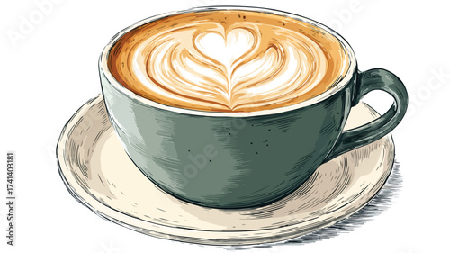 Elegant Latte Art Design Vector for Coffee Lovers