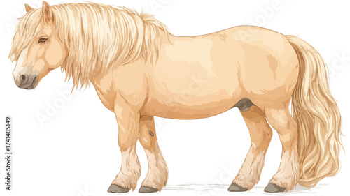 Graceful Beige Pony Stands Proudly, Ideal for Equestrian Promotion Materials