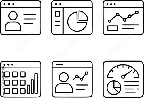 Admin panel and control dashboard icons set