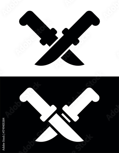 Knife icon. An attribute of the kitchen, a chef, or a butcher. A bladed weapon, military combat ammunition. A hunter's or killer's tool.
