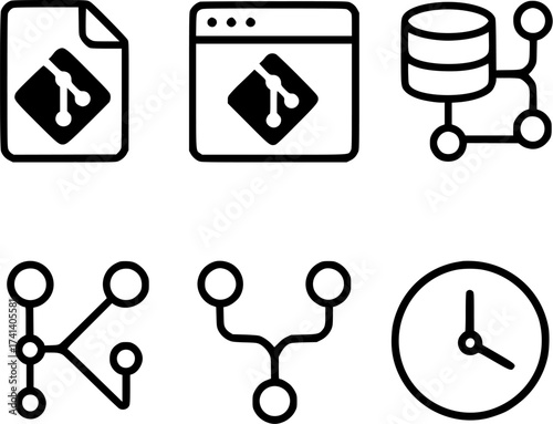 Git version control repository icons set