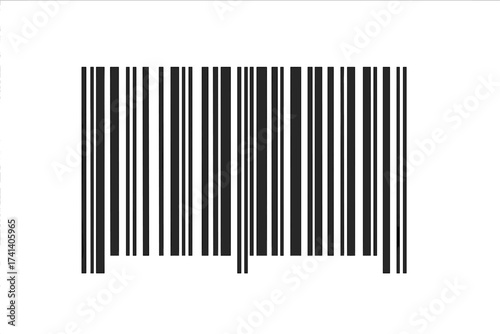 Barcode vector icon. Universal product code for scanning. Retail price, product identification symbol. Commerce and shopping graphic element. Inventory tracking data line art.