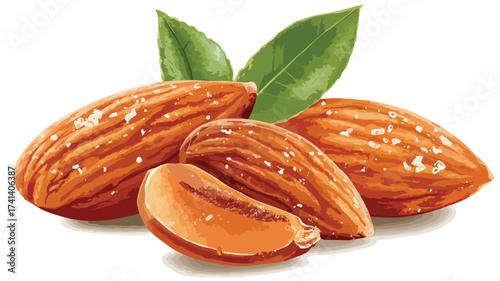 Delicious Almonds Nuts Superfood Food Vector Illustration