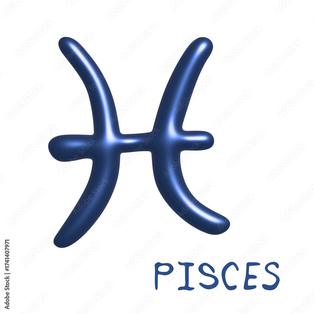 Fototapeta premium 3d pisces zodiac sign Astrology clipart Element for design
