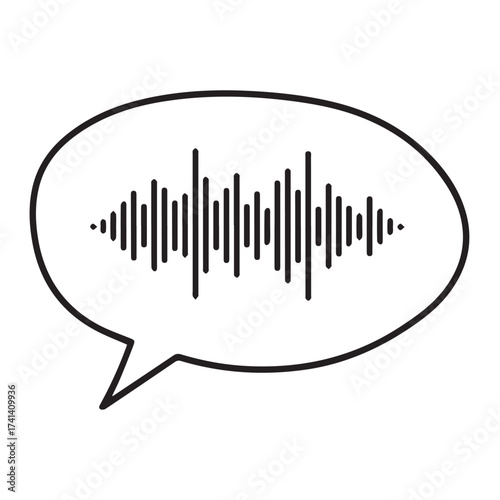 Voice recognition speech bubble sound wave vector icon