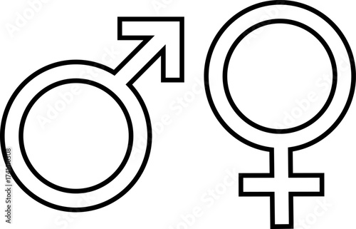 White gender symbols with black outline