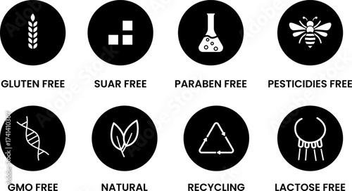 Eco product labeling icons set