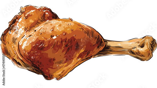Delicious Chicken Leg Piece Vector Graphic for Food Illustration