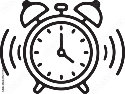 Vintage alarm clock ringing loudly with vibrations.