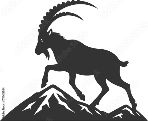 Markhor animal vector black silhouette