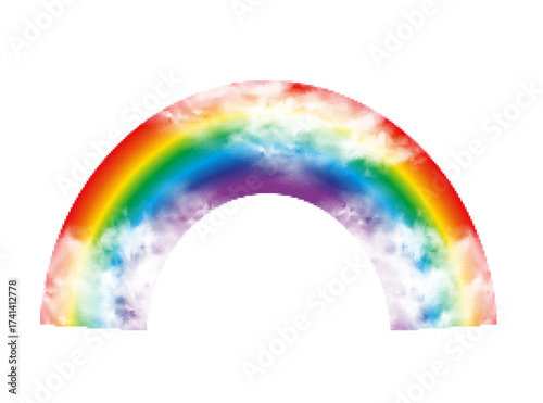 Realistic rainbow. Storm with rain on transparent background. Eps 10