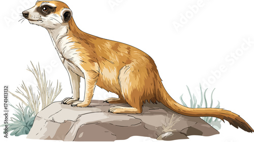 Adorable Meerkat Standing on Rock Cartoon Vector Art for Illustration Projects