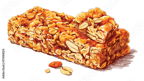 Granola Bars Food Vector Drawing with Outline