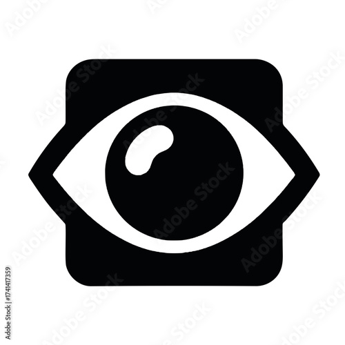 Stylish eye icon within a square representing awareness in digital security on transparent background 