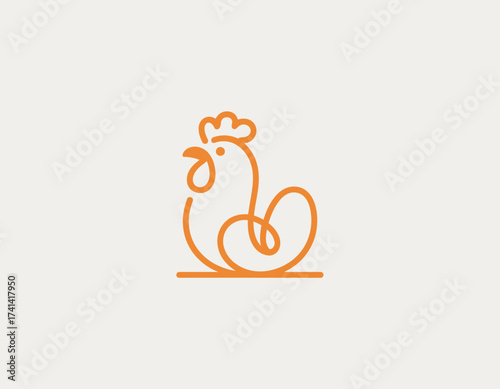 A playful outline of a rooster, symbolizing farming and country life, perfect for branding in agricultural or culinary themed projects.