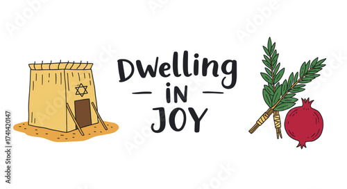 Text-based raster art representing the theme of Sukkot, the Feast of Tabernacles  