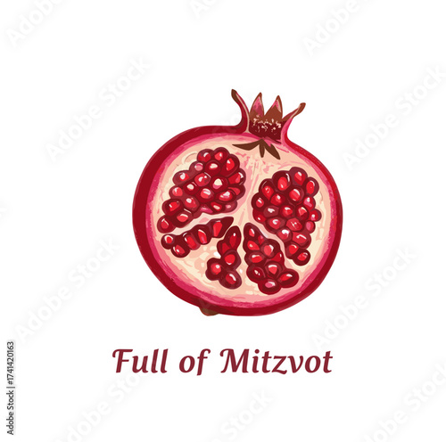 Pomegranate fruit illustration symbolizing Mitzvot for Sukkot celebration  