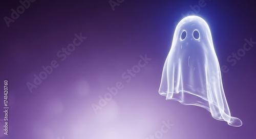 Neon Ghost Figure – Glowing Ethereal Spirit for Tech, Gaming, and Halloween Imagery